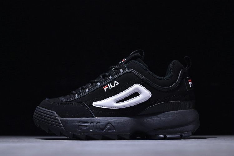 FILA Ray Sawtooth Disruptor 2 Men Women Black With White Logo